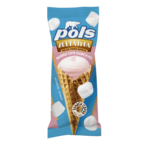 SALDĒJUMS POLS AR BUBBLE GUM GARŠU CUKURA VAFEĻU KONUSĀ 200ML/90G