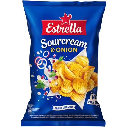 ČIPSI ESTRELLA AR LAUKU KRĒJUMA UN SĪPOLU GARŠU 130G