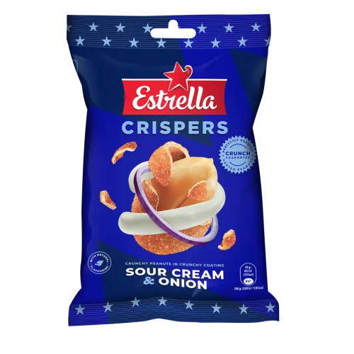 ESTRELLA GRAUZDĒTI ZEMESRIEKSTI AR SKĀBĀ KRĒJUMA GARŠU KRAUKŠĶĪGĀ APVALKĀ 140G