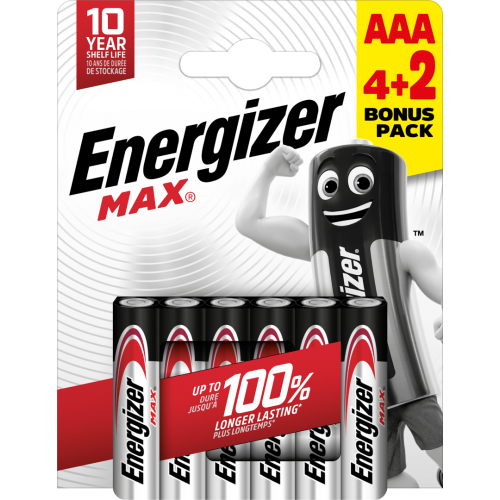 BATERIJAS ENERGIZER MAX AAA 4+2 1.5V ALKALINE