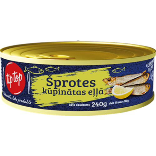 KONSERVI ŠPROTES TIP TOP ELĻĀ KŪPINĀTAS 240G EO