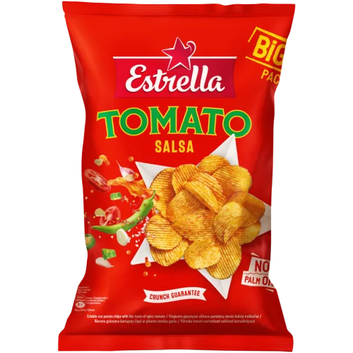 ČIPSI ESTRELLA AR PIKANTU TOMĀTU GARŠU, RIEVOTA GRIEZUMA 180G