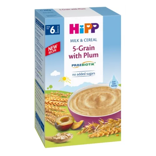 BIEZP.HIPP 5 GRAUDU AR PLŪMĒM UN PROBIO. NO 6MĒN. 250G