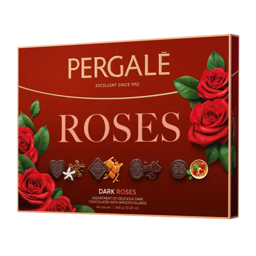 KONFEKŠU KĀRBA PERGALE ROSES AR TUMŠO ŠOKOLĀDI 348G