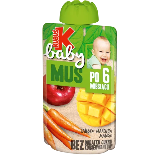 BIEZENIS KUBUŠ BABY BURKĀNU-ĀBOLU-MANGO NO 6 MĒN. 100GR