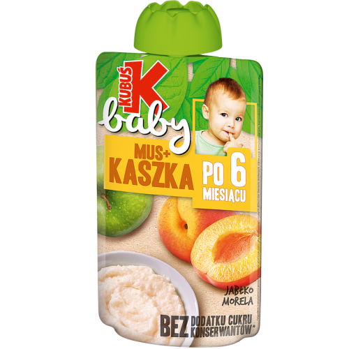 BIEZPUTRA RĪSU KUBUŠ BABY AR ĀBOLU UN APRIKOŽU BIEZENI NO 6