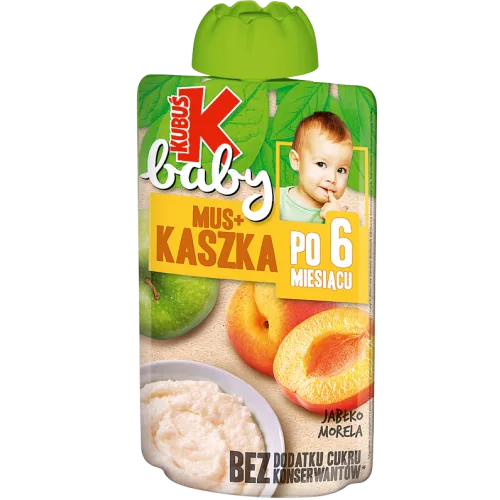 BIEZPUTRA RĪSU KUBUŠ BABY AR ĀBOLU UN APRIKOŽU BIEZENI NO 6