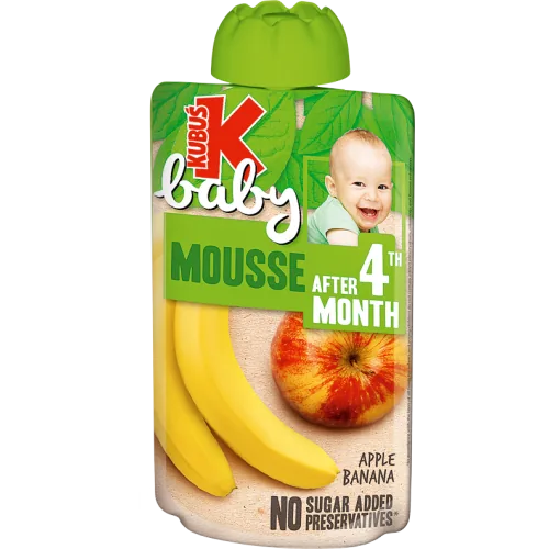 BIEZENIS KUBUŠ BABY ĀBOLU-BANĀNU NO 4 MĒN. 100GR