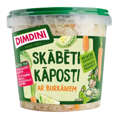 KĀPOSTI DIMDIŅI SKĀBĒTI AR BURKĀNIEM 650G