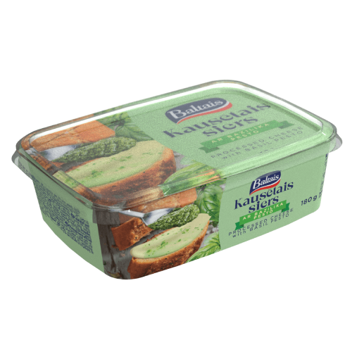 KAUSĒTAIS SIERS BALTAIS AR BAZILIKA PESTO MĒRCI 180G