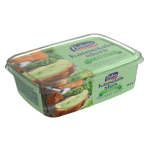 KAUSĒTAIS SIERS BALTAIS AR BAZILIKA PESTO MĒRCI 180G