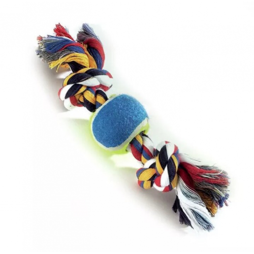 ROTAĻLIETA SUŅIEM VIRVE SAVĪTA AR BUMBU 20CM