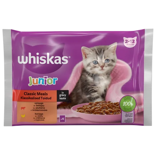 BARĪBA KAĶIEM KONS.WHISKAS JUNIOR KLASISK.IZL.KAĶĒNIEM 85GX4
