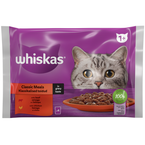 BARĪBA KAĶIEM KONS.WHISKAS 1+ POUCH GAĻAS IZLASE 85GX4