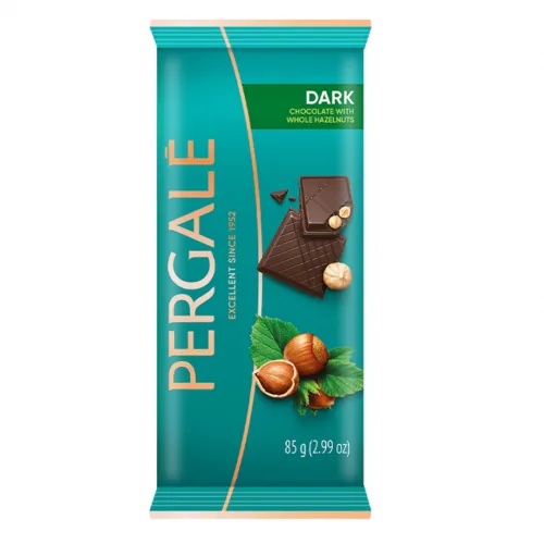 TUMŠĀ ŠOKOLĀDE PERGALE AR LAZDU RIEKSTIEM 85G