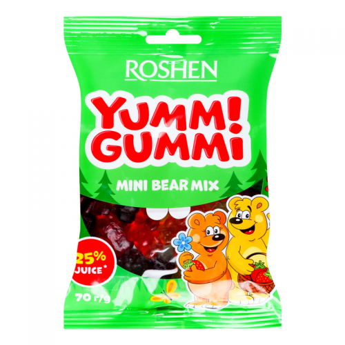 ŽELEJKONFEKTES ROSHEN YUMMI GUMMI BEAR MIX 70G