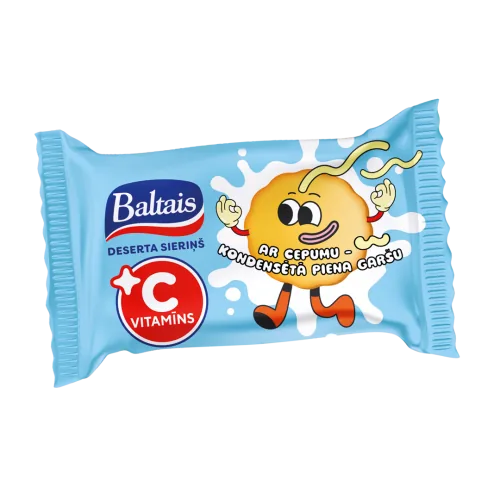 DESERTA SIERIŅŠ BALTAIS AR C VITAMĪNU UN CEPUMA - KONDENSĒTĀ PIENA GARŠU 38G