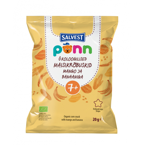 KUKURŪZAS UZKODA PONN ORGANIC AR MANGO UN BANĀNIEM 7+ 20G