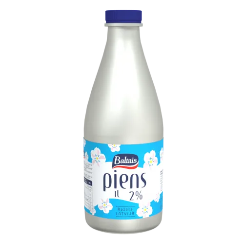 PIENS BALTAIS 2% 1L PUDELĒ