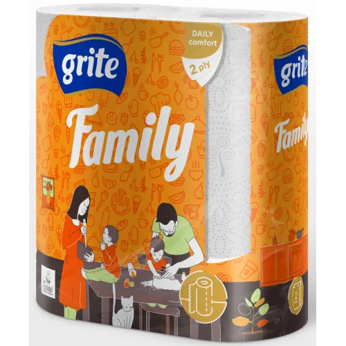 PAPĪRA DVIEĻI GRITE FAMILY 2KĀRTU 2RUĻĻI