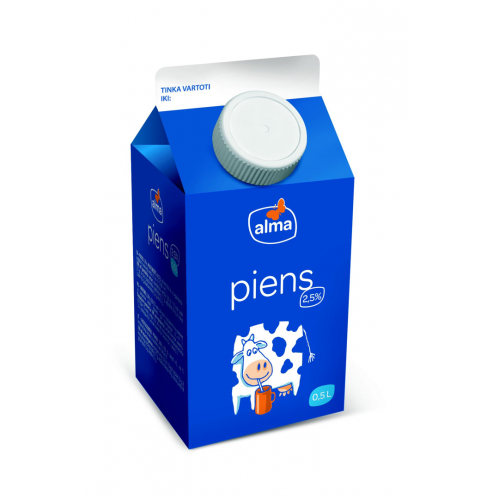 PIENS ALMA 2.5% 0.5L AR KORĶI TETRA