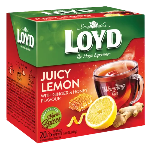 TĒJA ZAĻĀ LOYD WARMING AR CITRONA GARŠU PYRAMIDS 20X2G