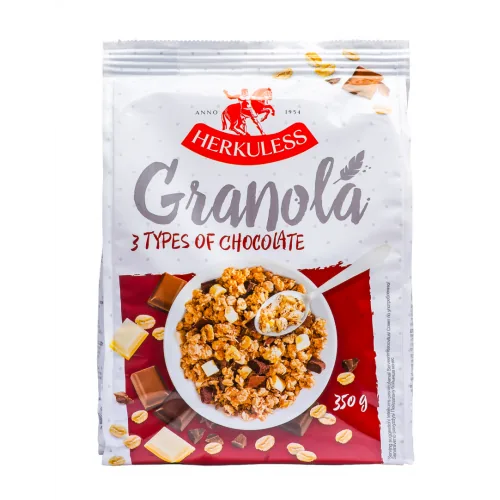 MUSLI HERKULESS GRAUZDĒTI AR 3 VEIDU ŠOKOLĀDI 350G