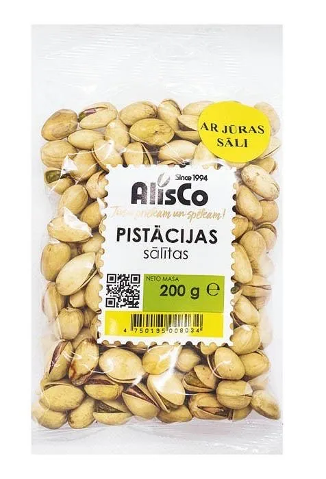 PISTĀCIJAS ALIS CO GRAUZDĒTAS UN SĀLĪTAS 200G