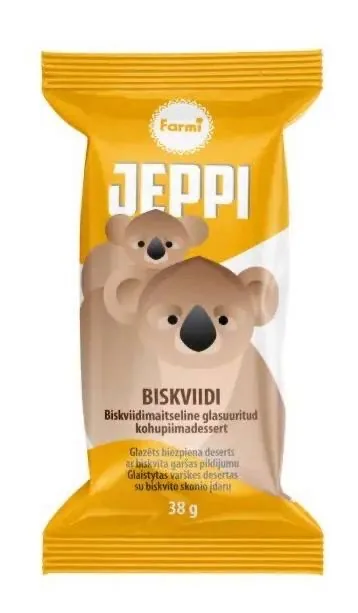 BIEZPIENA SIERIŅŠ JEPPI GLAZĒTS AR BISKVĪTA GARŠAS KRĒMU 38G