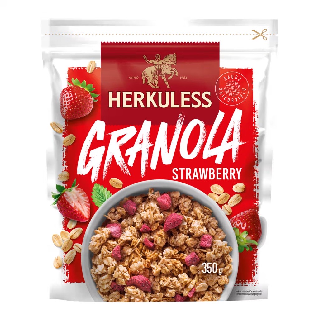 GRAUZDĒTS GRANOLA MUSLI HERKULESS AR ZEMENĒM 350G