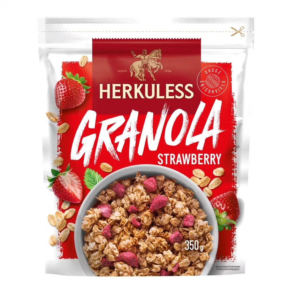 GRAUZDĒTS GRANOLA MUSLI HERKULESS AR ZEMENĒM 350G