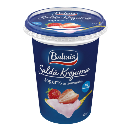 JOGURTS BALTAIS SALDĀ KRĒJUMA AR ZEMENĒM 400G