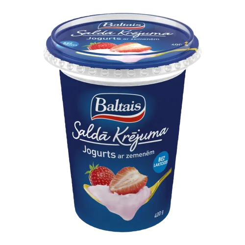 JOGURTS BALTAIS SALDĀ KRĒJUMA AR ZEMENĒM 400G