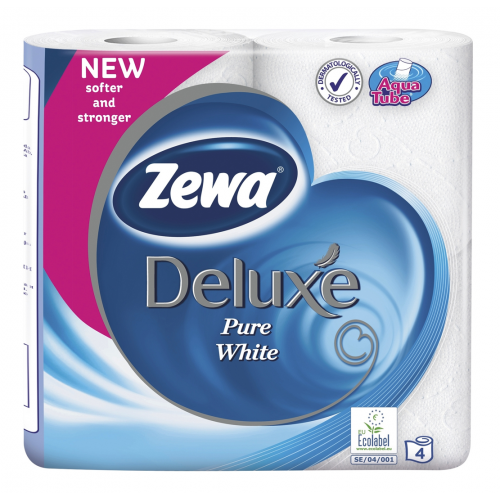 TUALETES PAPĪRS ZEWA DELUXE PURE WHITE 3 KĀRTU 4 RUĻĻI