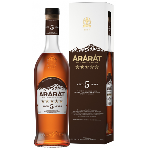 BRENDIJS ARARAT 5 ZVAIGZNES 40% 0.5L