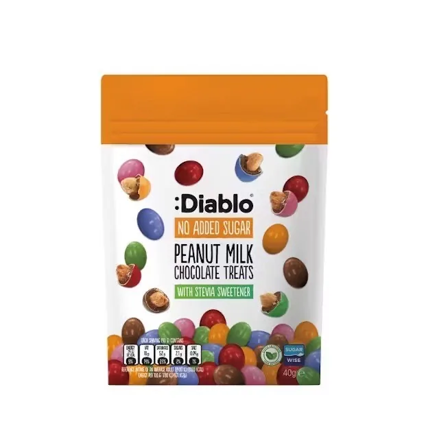 ZEMESRIEKSTI ŠOKOLĀDĒ DIABLO, BEZ PIEVIENOTA CUKURA, 40G