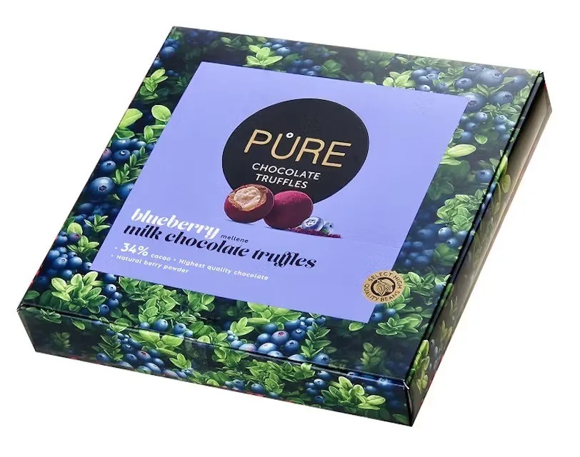 PIENA ŠOKOLĀDES TRIFELES AR MELLEŅU PILDIĪUMU PURE CHOCOLATE 120G