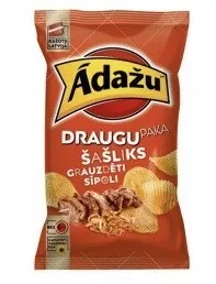 ČIPSI ĀDAŽU DRAUGU PAKA ŠAŠLIKS UN GRAUZDĒTI SĪPOLI 180G