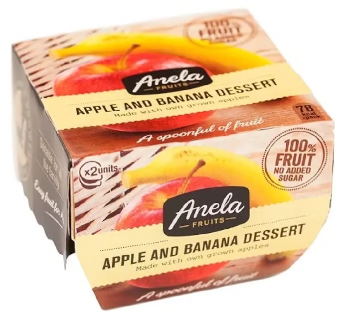 DABĪGS BIEZENIS ANELA, ĀBOLS UN BANĀNS, BEZ PIEVIENOTĀ CUKURA, 2X100G