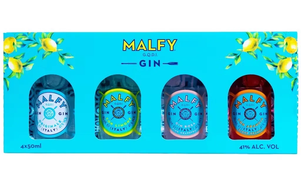DŽINS MALFY MINI, 41%, DĀVANU KOMPLEKTS, 4X0.05L