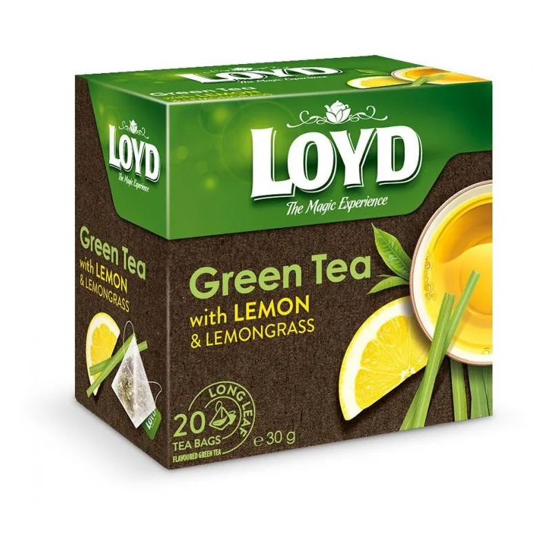ZAĻĀ TĒJA LOYD PYRAMIDS AR CITRONU UN CITRONZĀLES GARŠU, 20X1,5 G