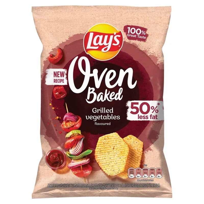 KRĀSNĪ CEPTI KARTUPEĻU ČIPSI LAY'S AR GRILĒTU DĀRZEŅU GARŠU 110G
