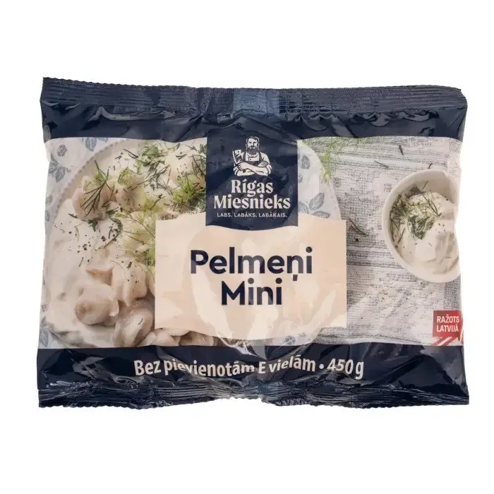 PELMEŅI RĪGAS MIESNIEKS MINI AR CŪKGAĻU 450G