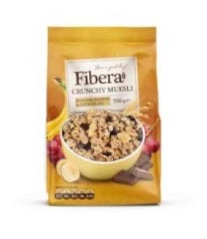 GRANOLA FIBERA AR BANĀNU GABALIŅIIEM,350G