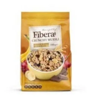 GRANOLA FIBERA AR BANĀNU GABALIŅIIEM,350G
