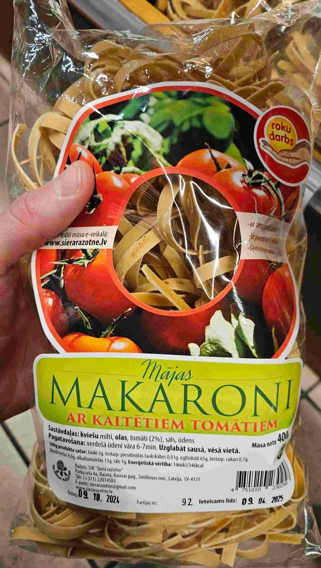 MAKARONI MAJAS AR KALTĒTIEM TOMĀTIEM 400G