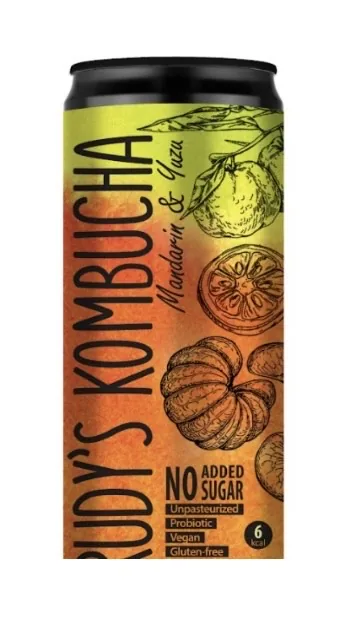 TĒJAS DZĒRIENS RUDY'S KOMBUCHA, MANDARĪNS&YUZU, BUNDŽĀ, 0.33L (DEP)