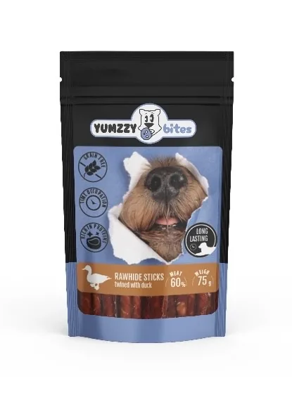 SUŅU GARDUMS YUMZZYBITES GOVS ĀDAS NŪJIŅAS AR PĪLI, 75G