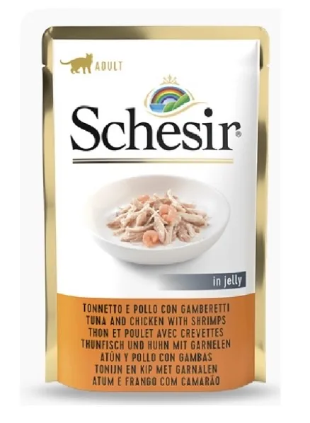 KONSERVI KAĶIEM SCHESIR, TUNCIS, VISTA UN GARNELES ŽELEJĀ, 85G