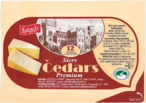 LATGALE SIERS ČEDARS PREMIUM FAS.T.S. 50%